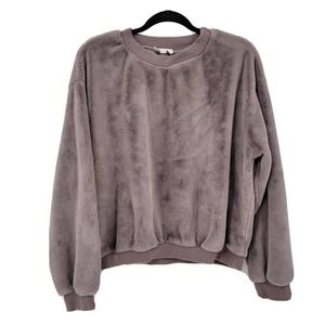 Honey Punch Women's Medium Fuzzy Sweater Teddybear Sweatshirt Rib Cuff Soft